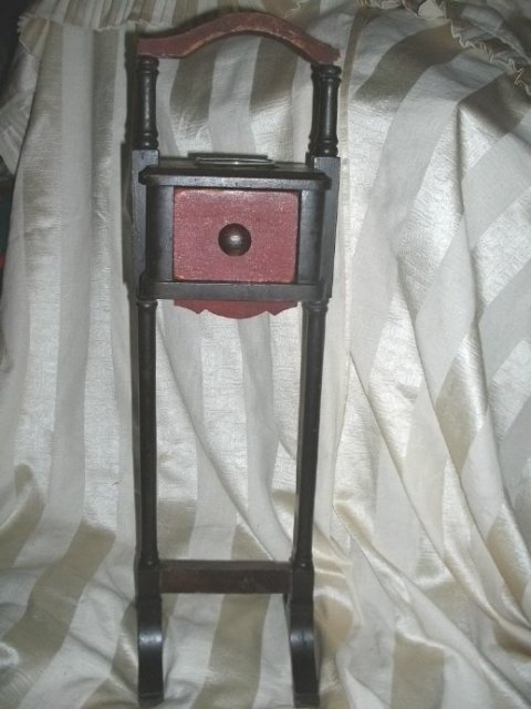 Antique Wooden Ashtray Smoking Stand w/Humidor