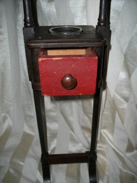Antique Wooden Ashtray Smoking Stand w/Humidor