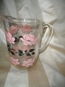 Vintage Retro Pink & Black Glass Pitcher