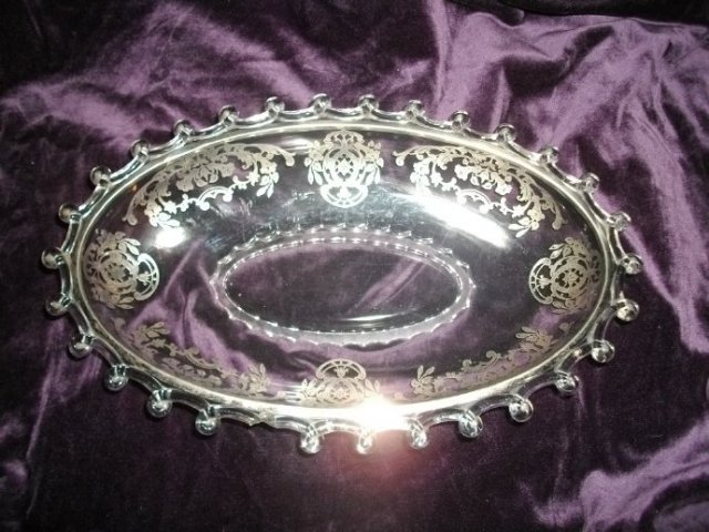 Vintage Crystal W/ Sterling Silver Overlay Dish