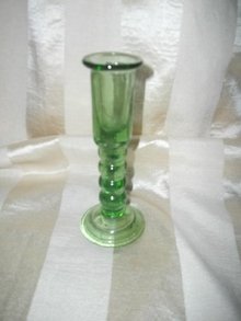 Vintage Hand Blown Green Glass Candleholder