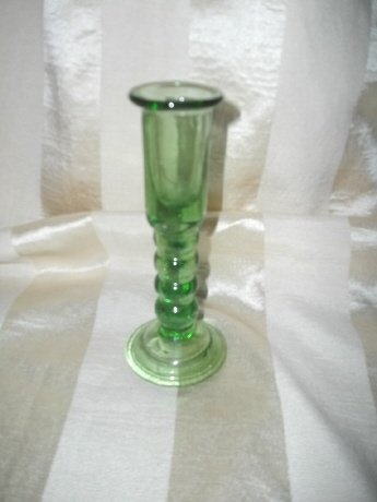 Vintage Hand Blown Green Glass Candleholder