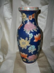 Vintage Oriental Pottery Vase Pair