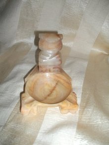 Vintage Carved Alabaster Ashtray w/Figure
