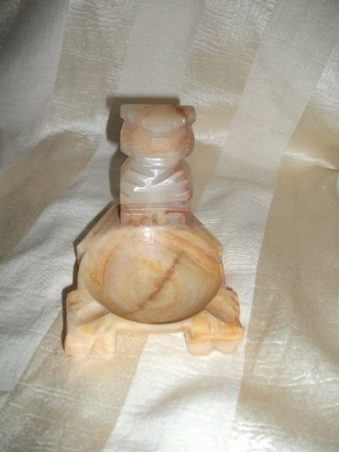 Vintage Carved Alabaster Ashtray w/Figure
