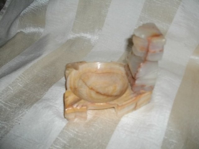 Vintage Carved Alabaster Ashtray w/Figure