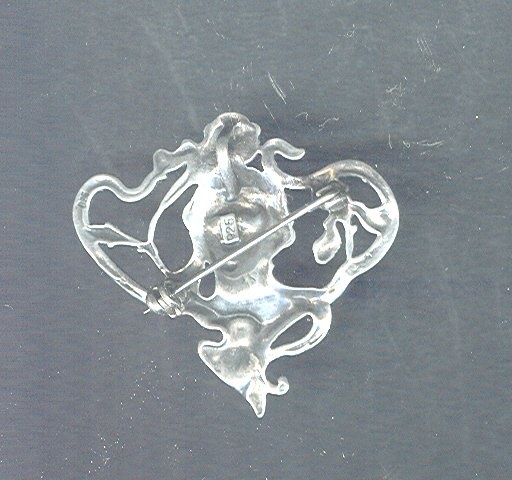 Vintage Sterling Silver Art Nouveau Pin / Pendant