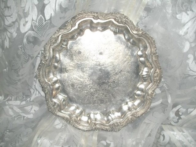 Vintage Ornate Silver Serving Tray