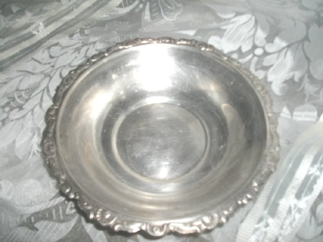Vintage Silver Bowl w/Ornate Border