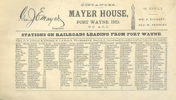 Vintage Advertising Ad for Railroad Stations Distance Chart
