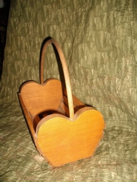 Vintage Wooden Heart Basket