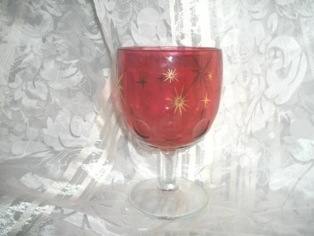 Vintage Cranberry Glass Pedestal Goblet