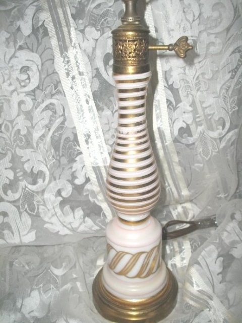Vintage Pink & White Glass Table Lamp