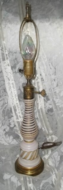 Vintage Pink & White Glass Table Lamp