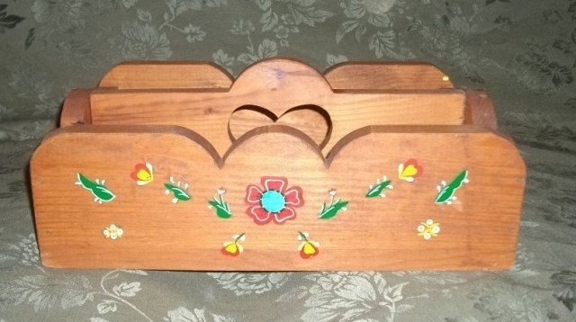 Vintage Handmade & HandPainted Wooden Carrier