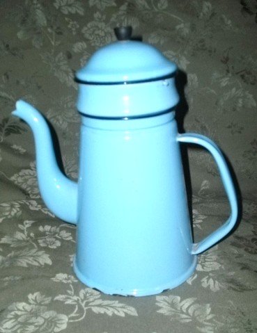 Antique Robin's Egg Blue Enamelware Coffee Pot **LOOK**