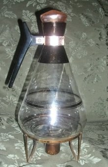 Vintage Glass Coffee Carafe & Copper Burner