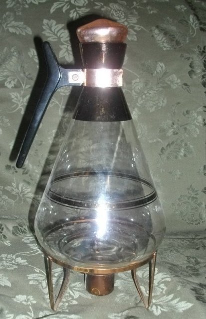 Vintage Glass Coffee Carafe & Copper Burner