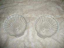 Vintage Pair of Glass Shell Snack Plates