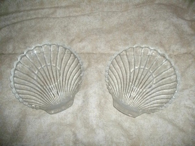 Vintage Pair of Glass Shell Snack Plates