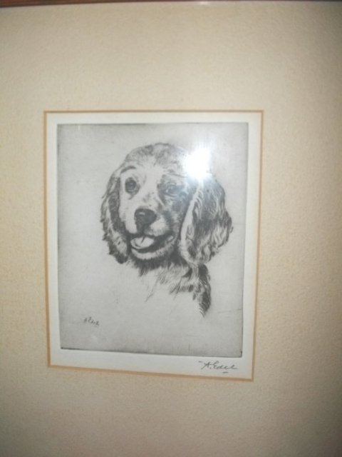 Vintage Albert Edel Puppy Dog Etching **Signed**