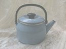 Blue Enamelware Teapot w/4 Mugs