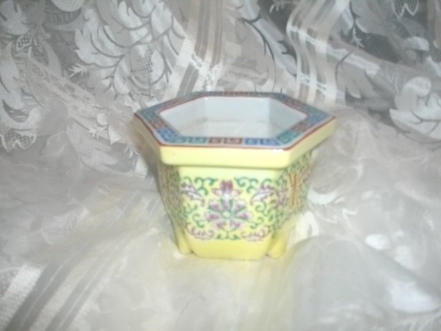 Handpainted Yellow Porcelain Planter