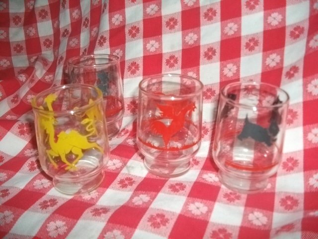 Vintage Federal Glass Company Juice Glass Set w/Animals
