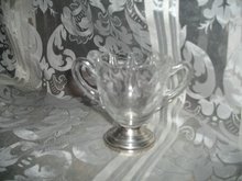 Vintage Glass & Sterling Silver Sugar Bowl