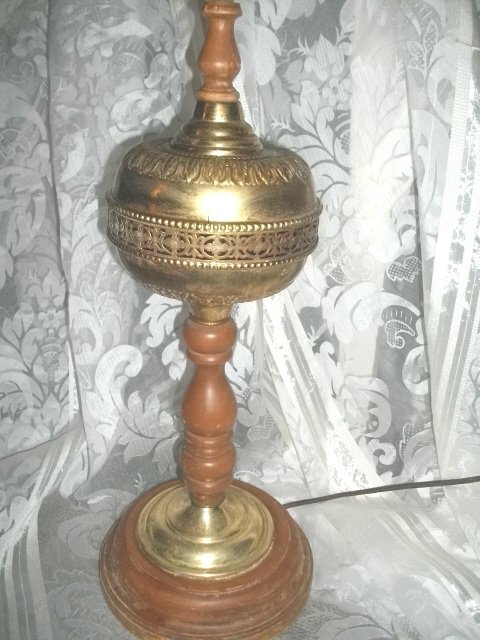 Vintage Reticulated Brass Table Lamp