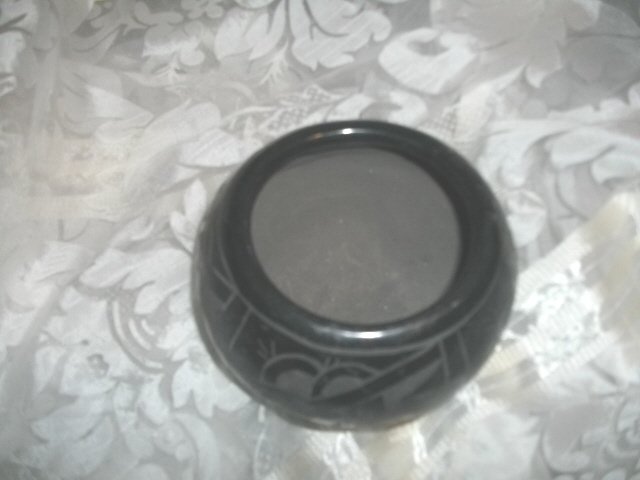 Vintage Ildefonso Pueblo Black Pottery Bowl