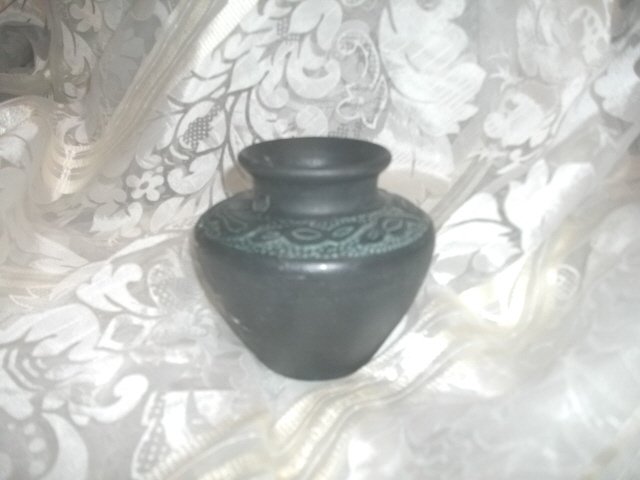 Vintage Black Clay Pottey Vase