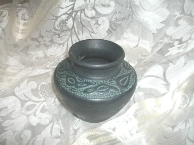 Vintage Black Clay Pottey Vase