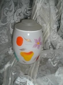 Vintage Glass & Handpainted Cookie Jar
