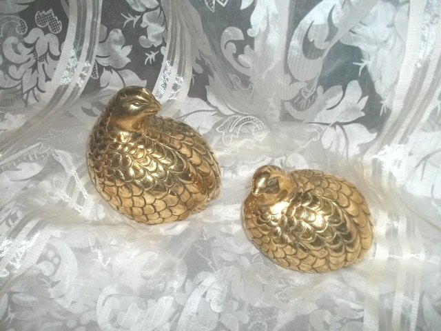Vintage Quail Figurine Pair