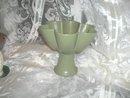 Vintage Sage Green Pottery Pedestal Bowl