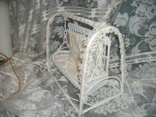 White Wicker Doll Swing