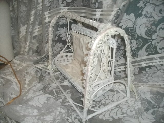 White Wicker Doll Swing
