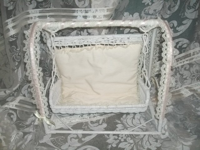 White Wicker Doll Swing