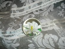 Vintage White Flower Glass Paperweight