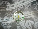 Vintage White Flower Glass Paperweight