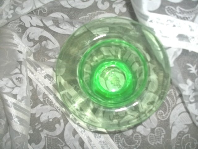 Vintage Green Vaseline Glass Vase
