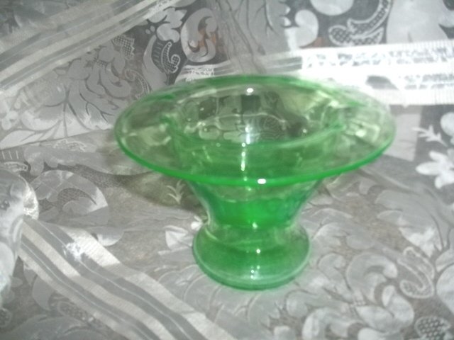 Vintage Green Vaseline Glass Vase
