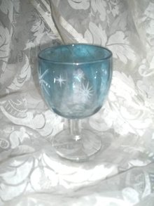 Vintage Blue Glass Pedestal Goblet