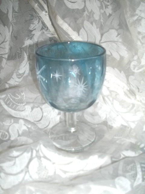 Vintage Blue Glass Pedestal Goblet
