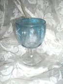 Vintage Blue Glass Pedestal Goblet