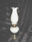 Vintage White Milk Glass Kerosene Lamp w/White Shade