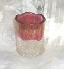 Antique Ruby Stained Glass Toothpick Holder