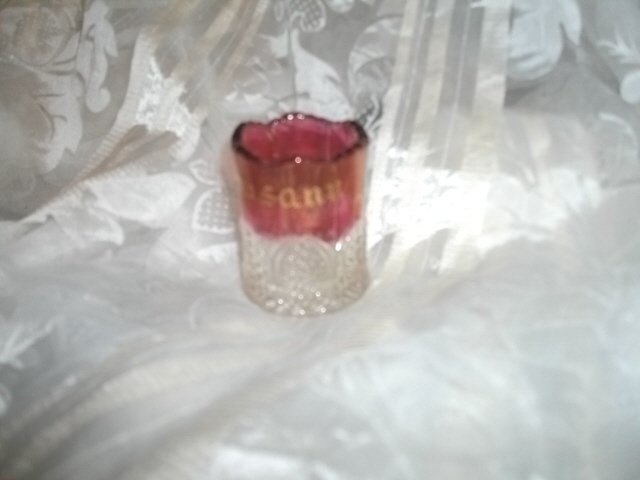 Antique Ruby Stained Glass Toothpick Holder