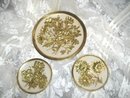 Vintage Enamel & Brass Plate Set ** Made in England